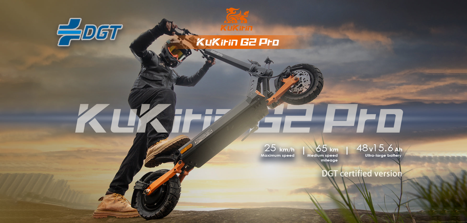 KuKirin G2 Pro VMP Electric Motor Scooter for Adults Folded for Easy Storage (DGT Certified)