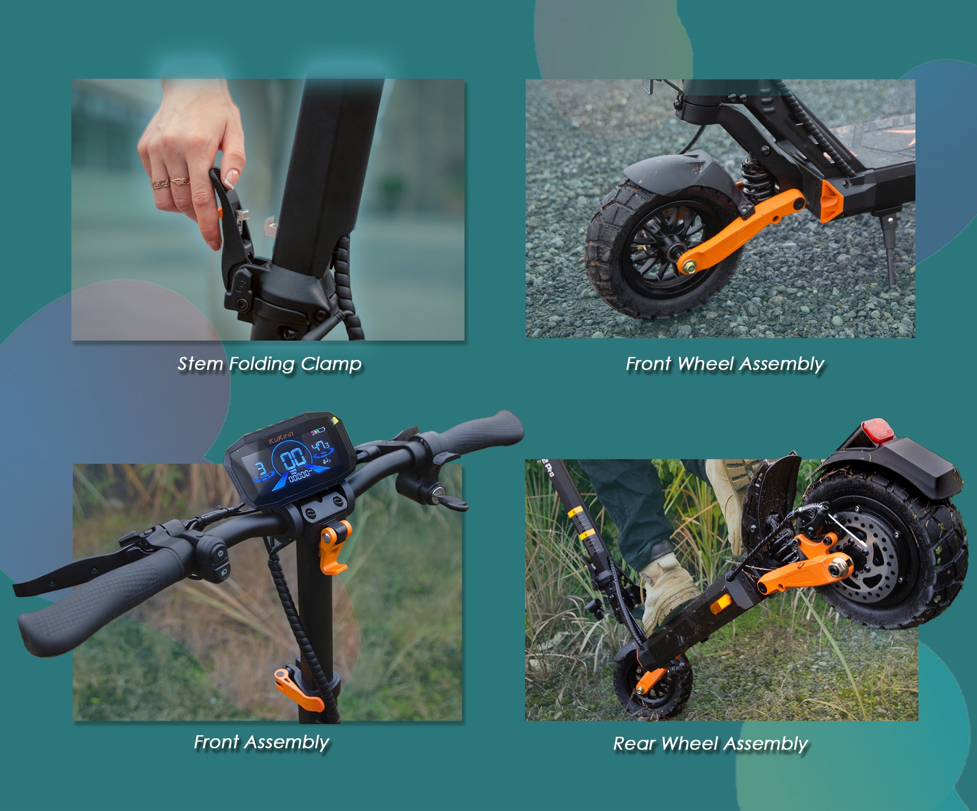 Compact folded KuKirin G2 Pro ABE electric commuter scooter for easy storage