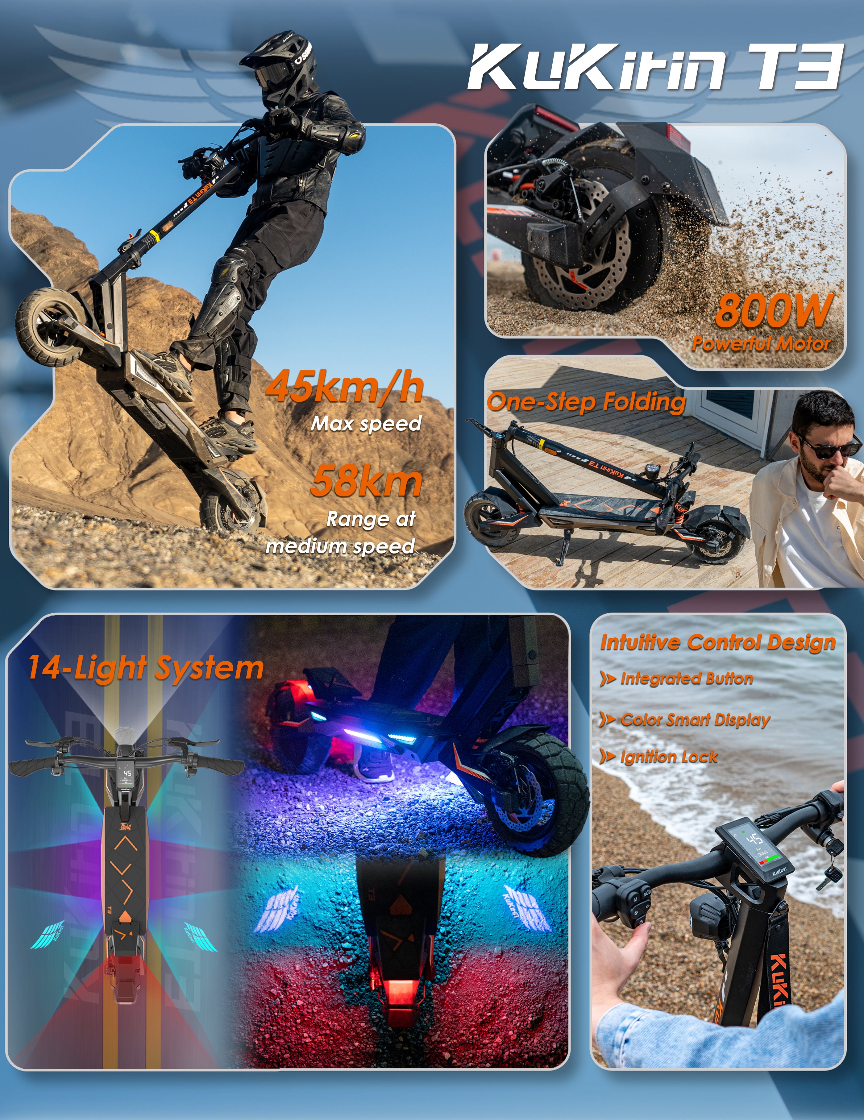 KuKirin T3 Off Road Electric Scooter For Adults Riding On Gravel Terrain