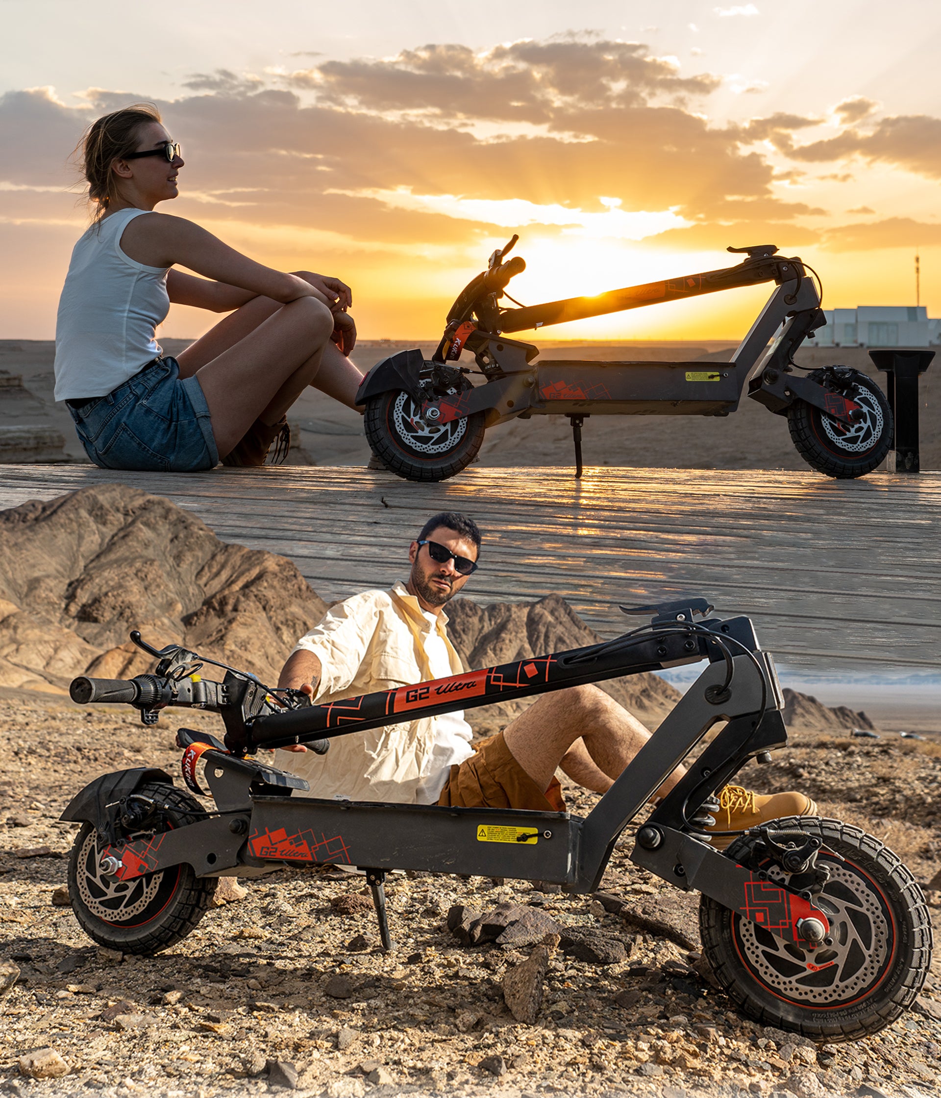 Compact folded design of the KuKirin G2 Ultra electric scooter for portable storage.