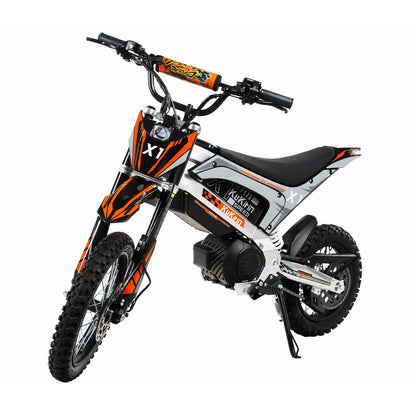 KuKirin X1 electric dirt bike reaching 50km/h max speed on off-road terrain
