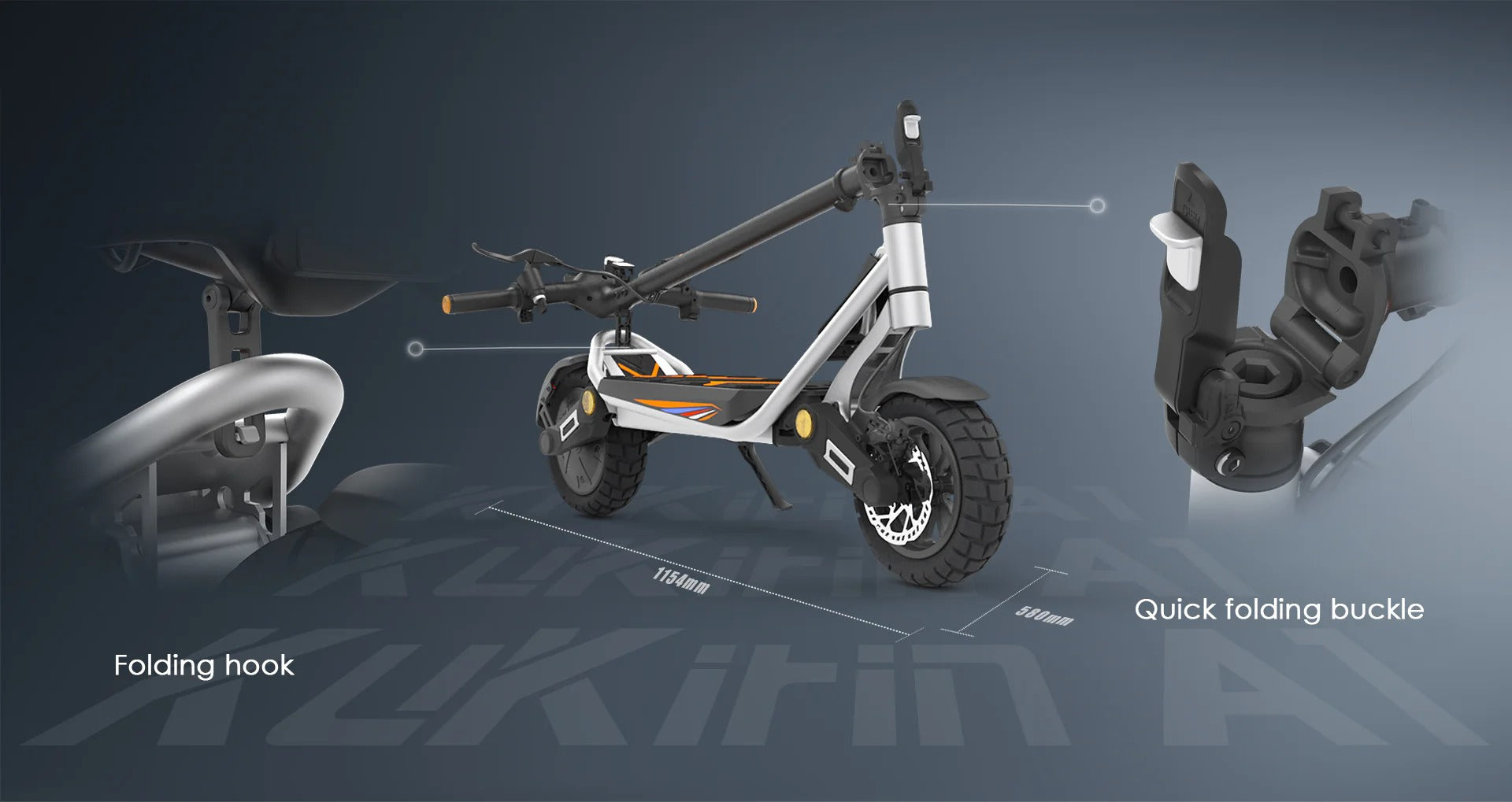 KuKirin A1 Portable Electric Scooter With 1-Button Quick Folding Stem