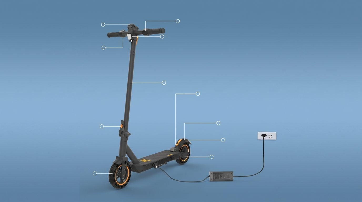 Kukirin S1 Max guiador com ecrã LCD e rodas de 8 polegadas