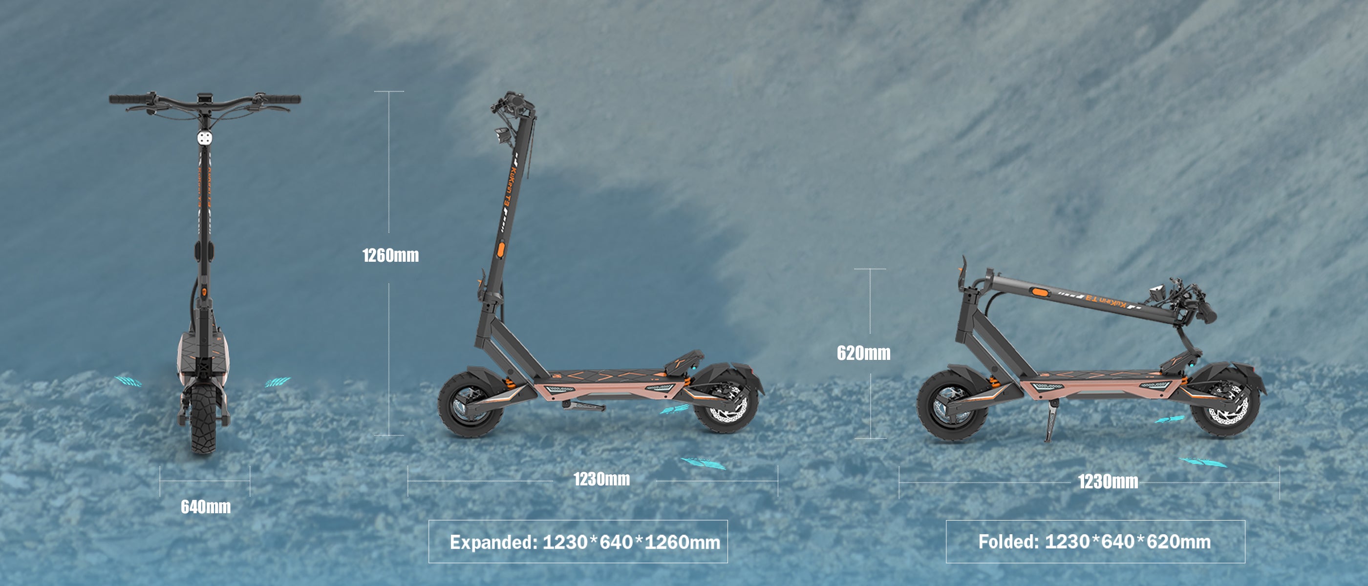 KuKirin T3 Portable Electric Scooter Folded And Ready For Vehicle Trunk Storage