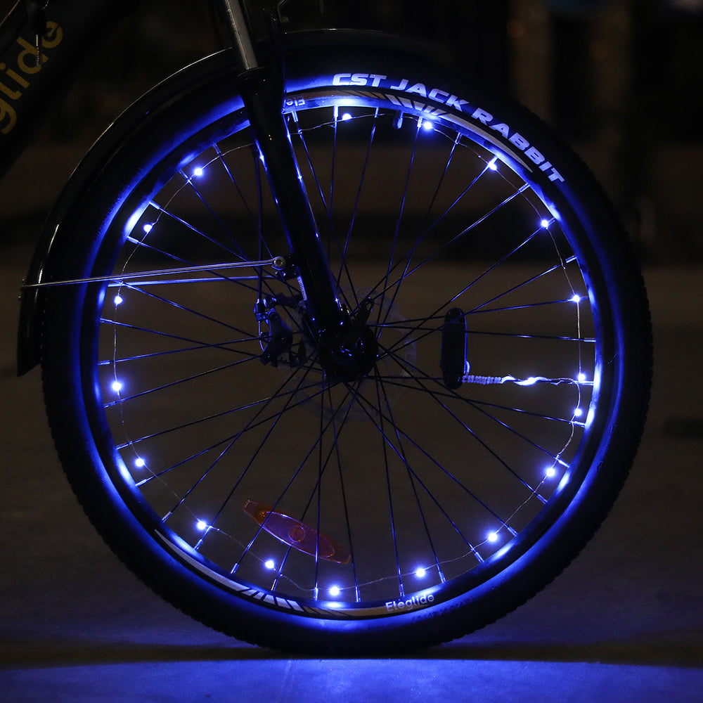 Feux de roue de vélo bleus (2 pièces, sans batterie)